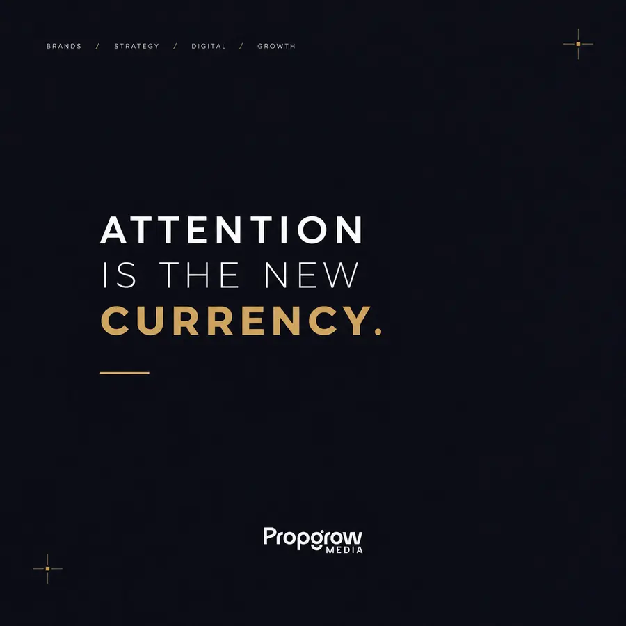 Attention Is the New Currency. Social media creative for Propgrow Media.