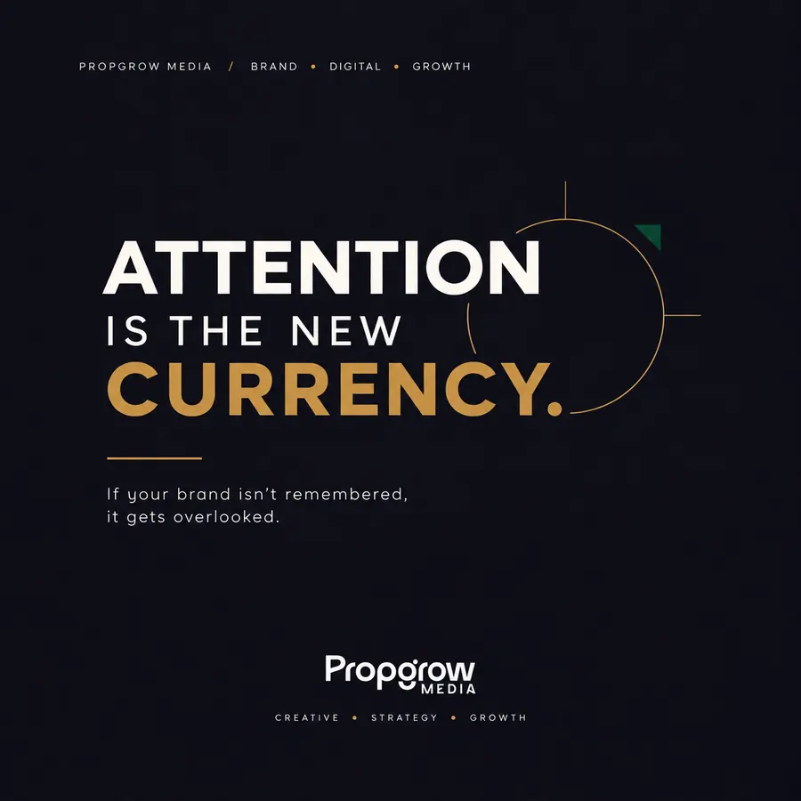 Attention Is the New Currency (Alternate). Social media creative for Propgrow Media.